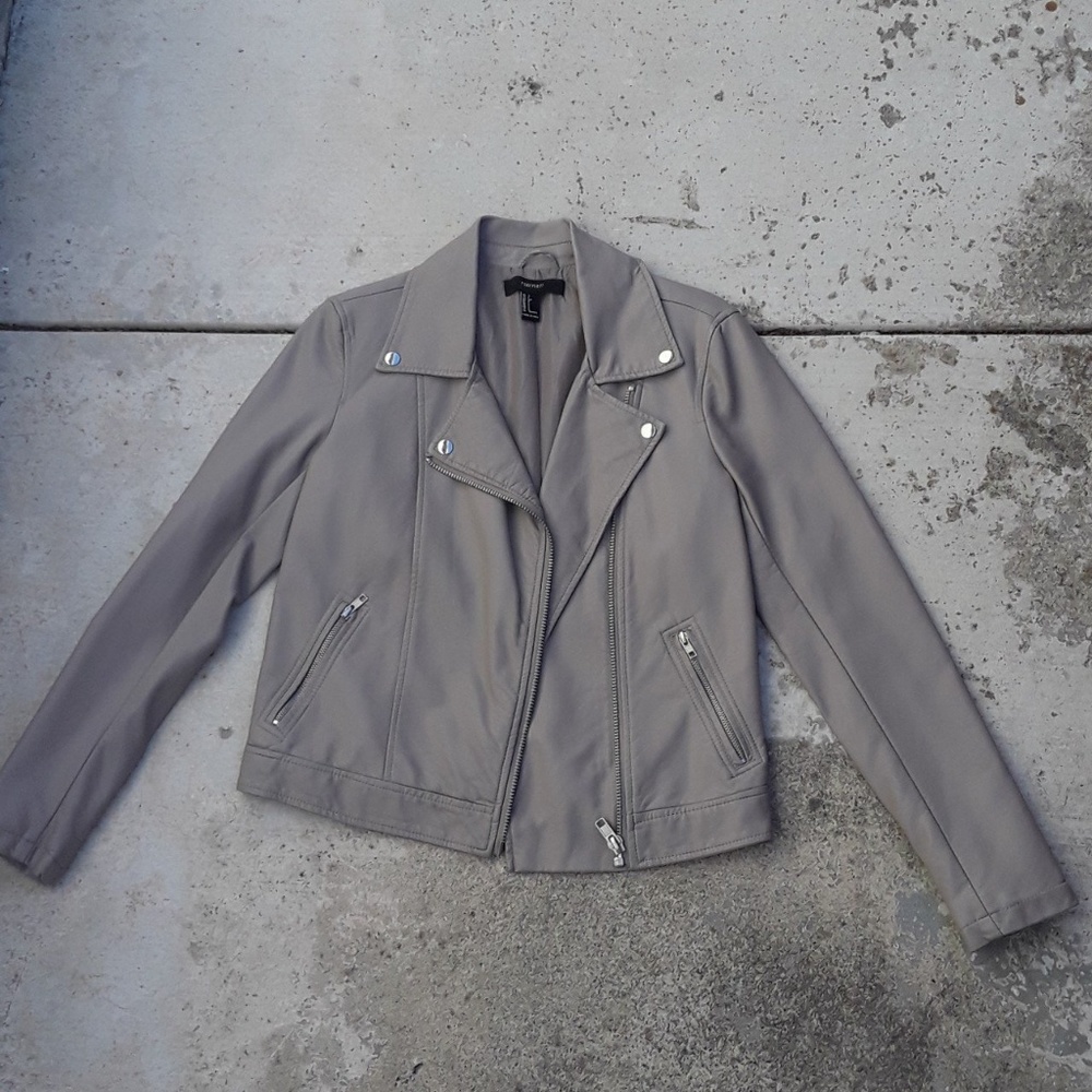 Beige faux leather jacket